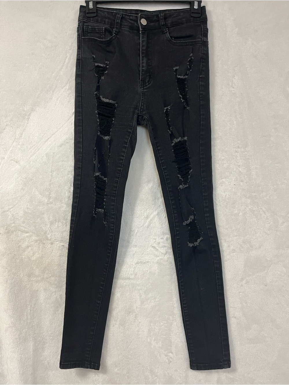 SHEIN Black Distressed Skinny Jeans